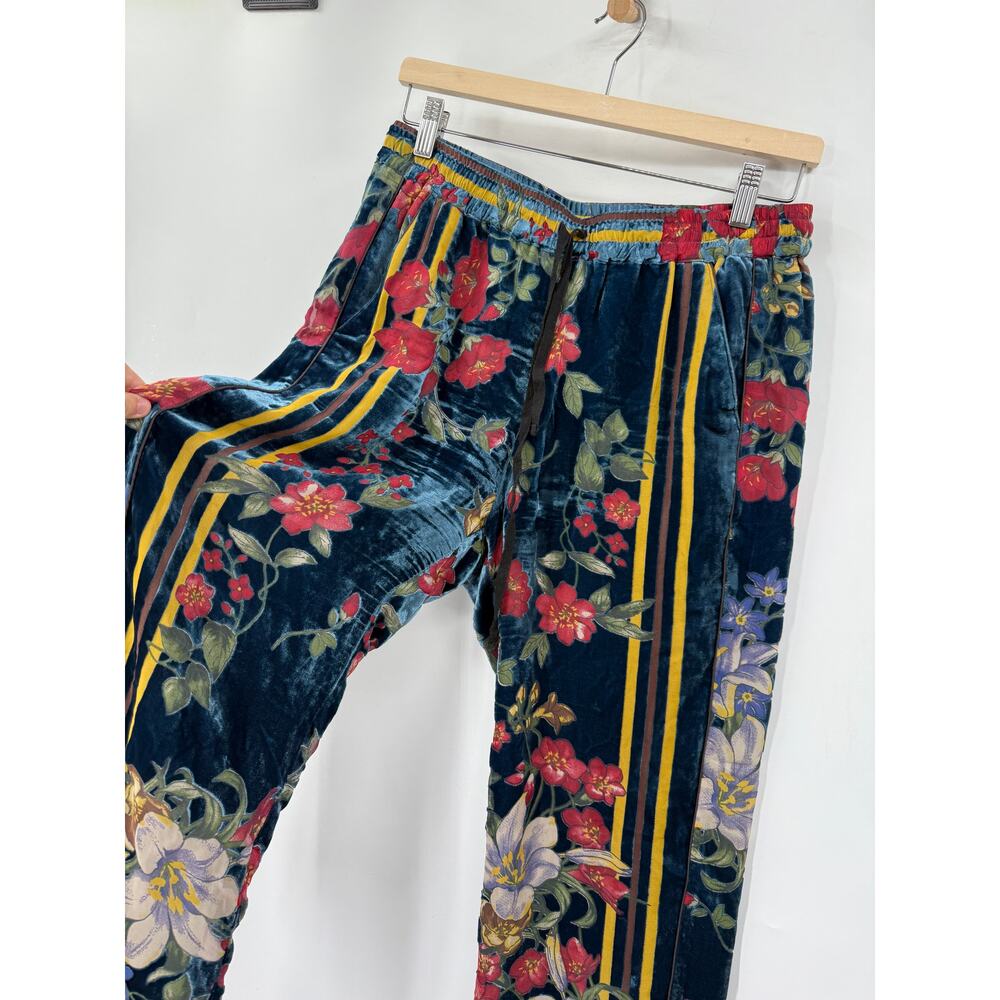 Johnny Was Halie Pants Lined Burnout Velvet Floral Boho Blue Multi - Picture 4 of 6